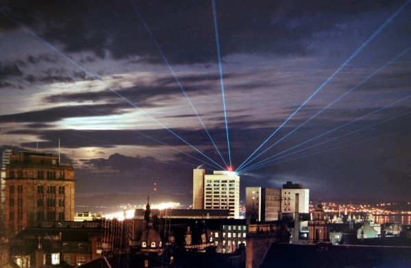 Lasers over Dundee celebrating Dundee's 500 years