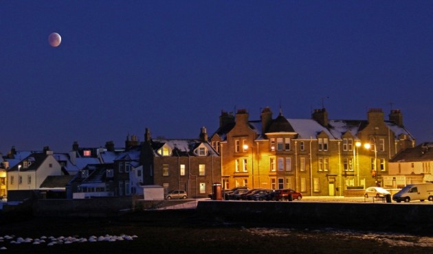 Winter Solstice Lunar Eclipse over Broughty Ferry, Dundee used in Broughty Ferry Trader's Association 2015 calendar