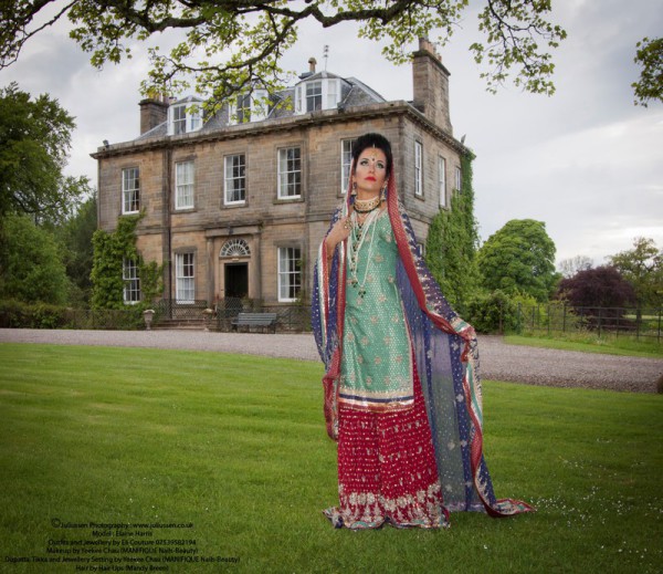 Asian Bride at Harburn House Country Estate in West Lothian with model Elaine Harris