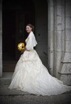 Bride at entrance to Ardverikie House