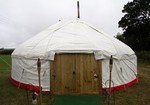 Wedding Yurt showing Hobbit door