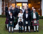 Bride with kilties at Invercarse Hotel, Dundee