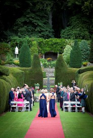 Marriage ceremony on the lawn at Guthrie Castle, Forfar