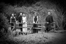 Bridal party at wedding at Guthrie Castle, near Forfar