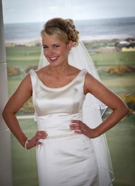 Bride at wedding at Old Course Hotel, St Andrews, Fife