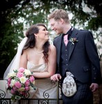 Bride and groom at Fingask Castle, Dundee wedding photography